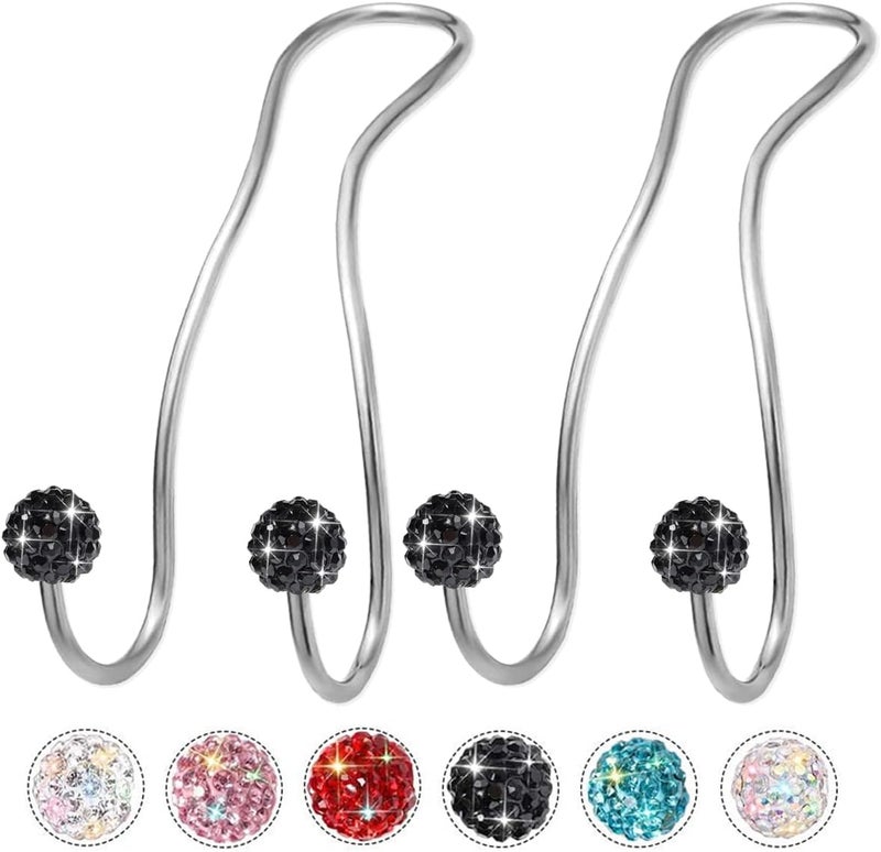 MTGOCHA Bling Purse Hook for Car Headrest, Upgraded Cute Car Seat Hooks for Bag Handbag, Durable Stainless Auto Purse Hanger Holder 2 Pack, Black - Image 1